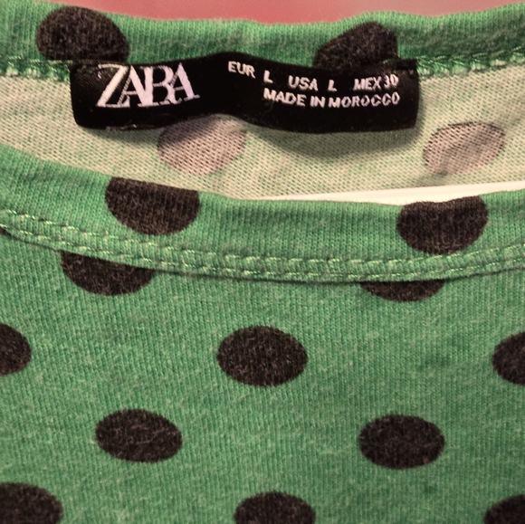 Zara Green and black pokadot top - Picture 2 of 3